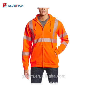 Custom Class 3 Hi Vis Reflective Tape Safety Hoodie Sweatshirt For Man In Autumn And Winter